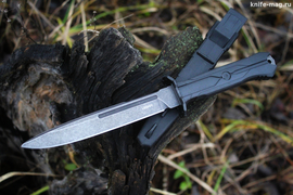 Тактический нож Leshiy (Леший) AUS-8 Black Wash, Black Elastron