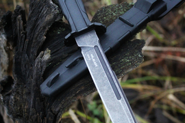 Тактический нож Leshiy (Леший) AUS-8 Black Wash, Black Elastron