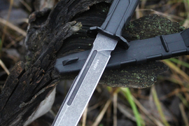 Тактический нож Leshiy (Леший) AUS-8 Black Wash, Black Elastron