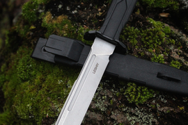 Тактический нож Leshiy (Леший) AUS-8 Stone Wash, Black Elastron