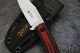 Туристический нож Asket Black&Red N690 Stone Wash Kydex