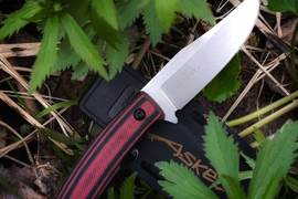 Туристический нож Asket Black&Red N690 Stone Wash Kydex