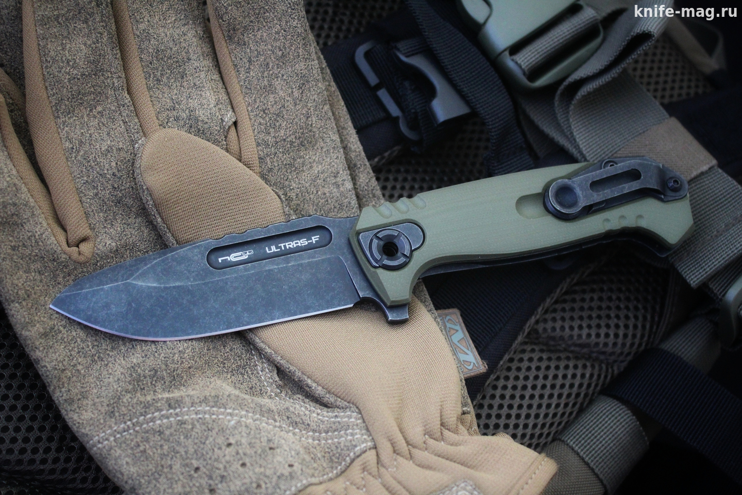 Складной нож Ultras F Olive AUS-10 Black Wash