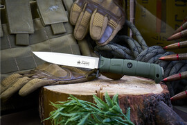 Тактический нож Combat AUS-8 Stone Wash Olive