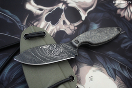 Туристический нож Pilgrim LE Map (Пилигрим) AUS-8 Black Wash с гравировкой, micarta Crazy Fiber