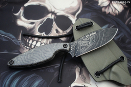 Туристический нож Pilgrim LE Map (Пилигрим) AUS-8 Black Wash с гравировкой, micarta Crazy Fiber