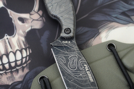 Туристический нож Pilgrim LE Map (Пилигрим) AUS-8 Black Wash с гравировкой, micarta Crazy Fiber
