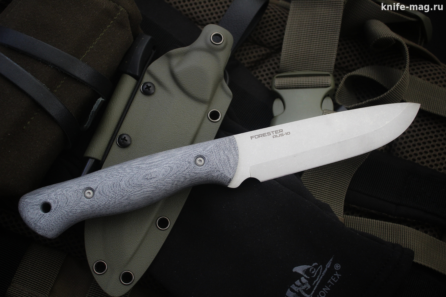 Туристический нож Forester AUS-10 с огнивом Kydex