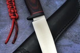 Туристический нож Чинук Elmax, рукоять micarta Красно-Черная, оружейная насечка