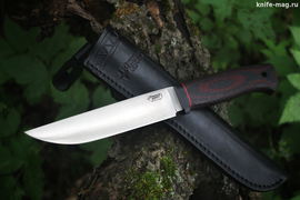 Туристический нож Длинный Джек Elmax, рукоять micarta Красно-Черная, оружейная насечка