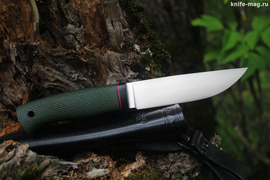 Туристический нож Гризли Elmax, рукоять micarta Форест Грин, оружейная насечка