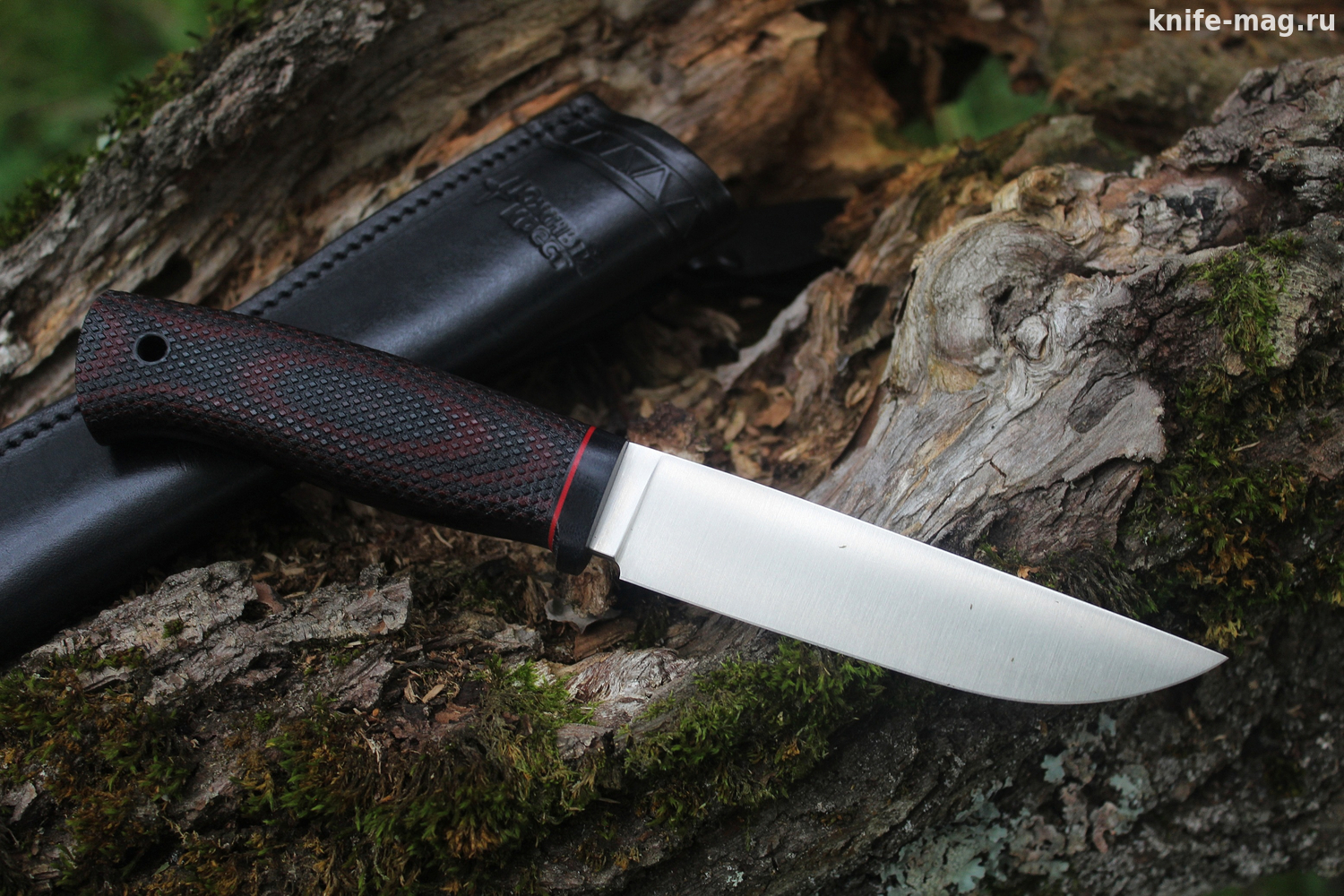 Туристический нож Джек Elmax, рукоять micarta Красно-Черная, оружейная насечка
