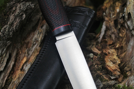 Туристический нож Джек Elmax, рукоять micarta Красно-Черная, оружейная насечка