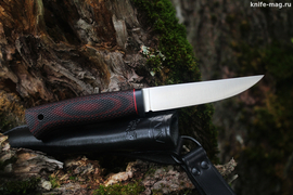 Туристический нож Удобный Эксперт Elmax, рукоять micarta Красно-Черная, оружейная насечка