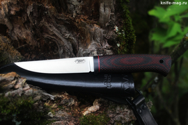 Туристический нож Удобный Эксперт Elmax, рукоять micarta Красно-Черная, оружейная насечка