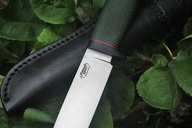 Туристический нож Чинук Elmax, рукоять micarta Форест Грин, оружейная насечка