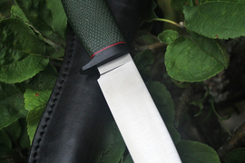 Туристический нож Чинук Elmax, рукоять micarta Форест Грин, оружейная насечка