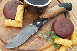 Складной нож Ястреб Дамаск (накладки карельская береза/граб)