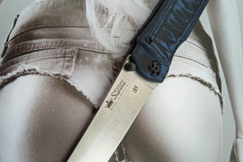 Складной нож Whisper M390 Stone Wash Blue, на подшипнике