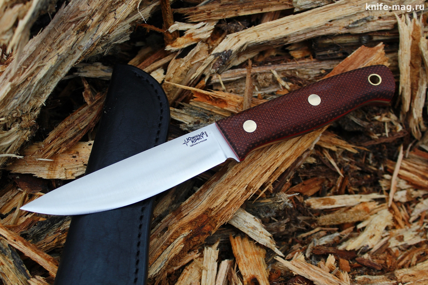 Туристический нож Росомаха Bohler N690, накладки micarta Койот, оружейная насечка