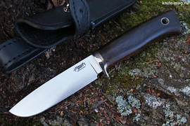 Туристический нож Чинук Bohler M390, рукоять стабилизированная карельская береза (Кофе)