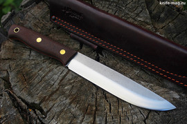 Туристический нож Модель XL D2, накладки micarta Койот, оружейная насечка