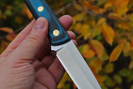 Туристический нож Модель M1 Bohler N690, накладки micarta Черно-Синяя