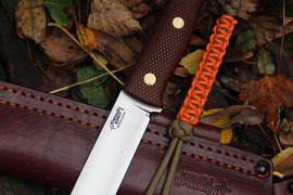 Туристический нож Бушкрафт Bohler N690, накладки micarta Койот, оружейная насечка