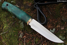 Туристический нож Боровой М Bohler M390, рукоять стабилизированная карельская береза (Малахит)