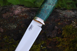 Туристический нож Боровой М Bohler M390, рукоять стабилизированная карельская береза (Малахит)