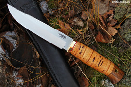 Туристический нож Боровой Bohler N690, рукоять береста