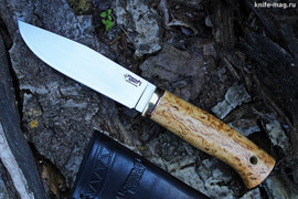 Туристический нож Бер Bohler N690, рукоять карельская береза