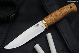 Туристический нож Стерх Bohler N690, рукоять карельская береза (прямые спуски)