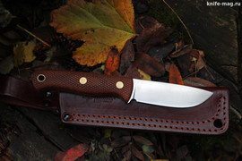 Туристический нож Cariboo Bohler N690, накладки micarta Койот, оружейная насечка