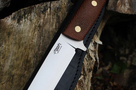 Туристический нож F5 Bohler N690, накладки micarta Койот, оружейная насечка