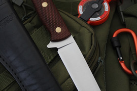 Туристический нож F5 Bohler N690 конвекс, накладки micarta Койот, оружейная насечка
