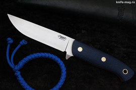 Туристический нож F5 D2, накладки micarta Синяя, оружейная насечка