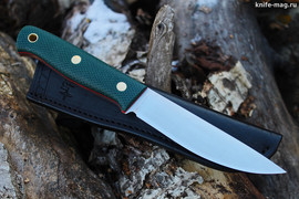 Туристический нож Росомаха Bohler N690, накладки micarta Изумруд, оружейная насечка
